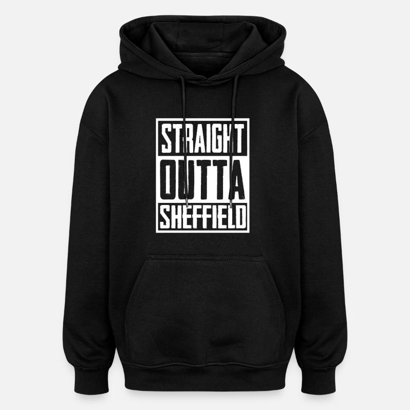 Geradeaus Sheffield - Oversized Unisex Hoodie - Schwarz
