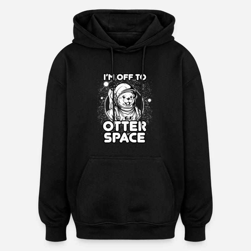 OTTER SPACE - Oversized Unisex Hoodie - Schwarz