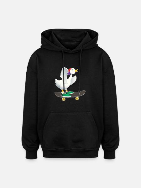 Skater duck - Oversized Unisex Hoodie - black