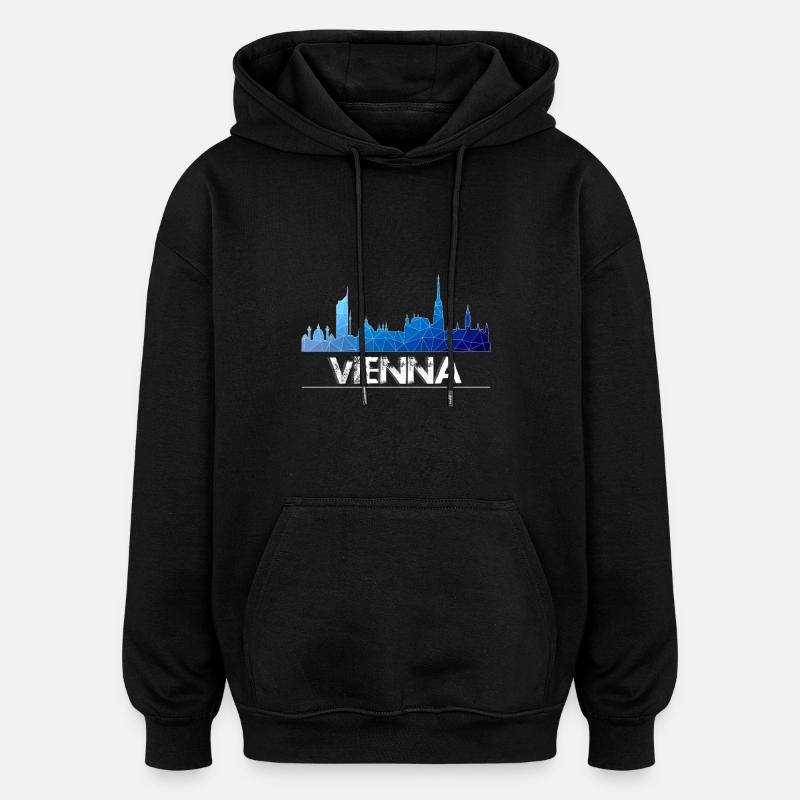Skyline de Vienne - Sweat à capuche oversize unisexe - noir