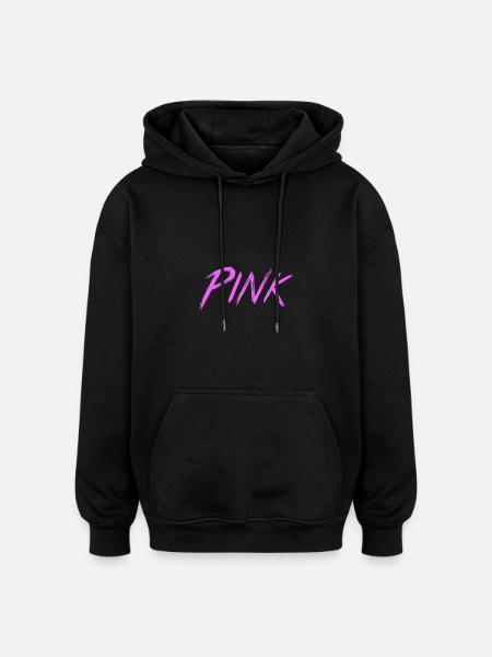 Pink - Oversized Unisex Hoodie - Schwarz