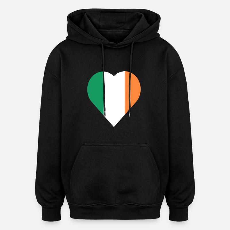 Irlande Amour coeur - Sweat à capuche oversize unisexe - noir