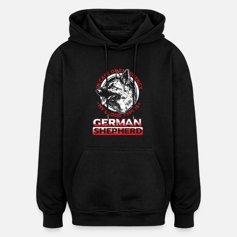 berger allemand - Sweat à capuche oversize unisexe - noir