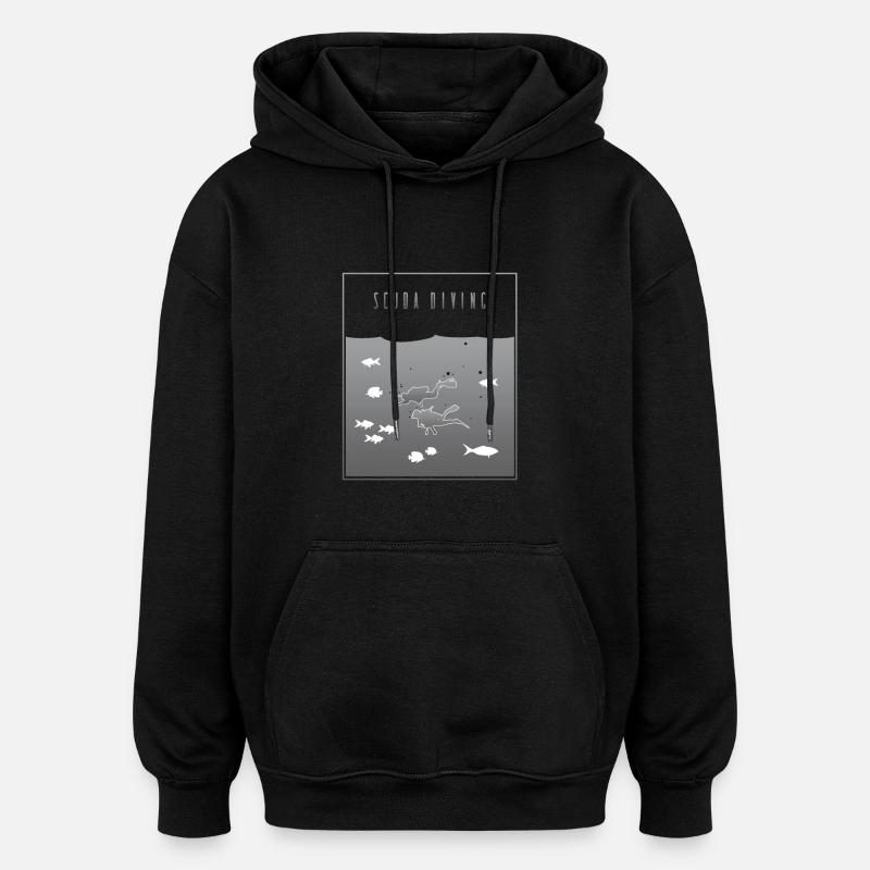 Scuba Diving Grey - Oversized Unisex Hoodie - Schwarz