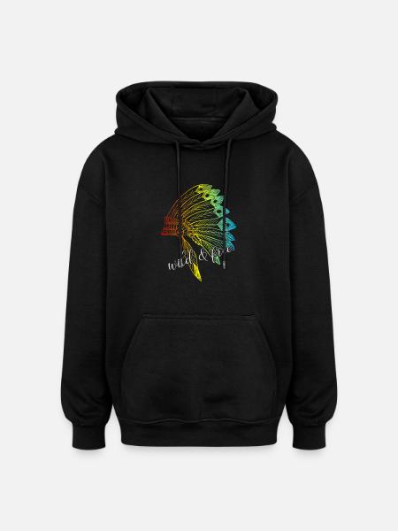 Wild and Free Wild & Free Native American Indians - Oversized Unisex Hoodie - black