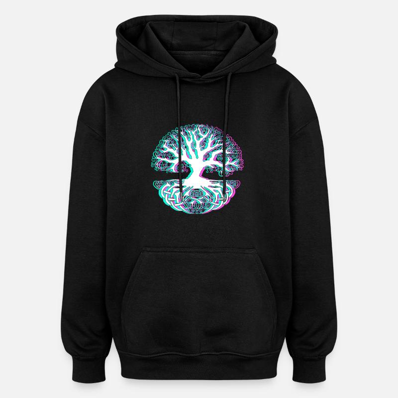 Baum - Oversized Unisex Hoodie - Schwarz