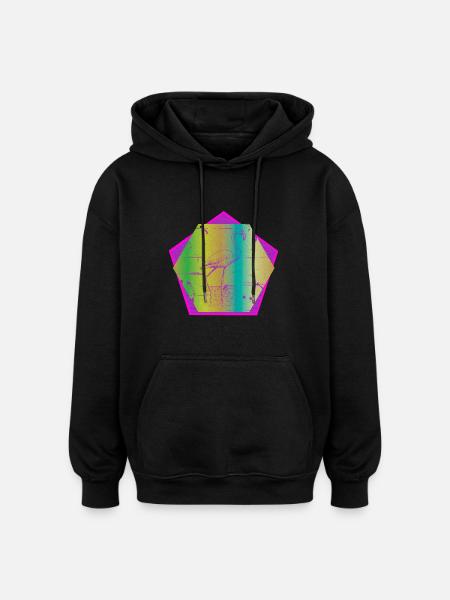 Flamingo Fünfeck - Oversized Unisex Hoodie - Schwarz