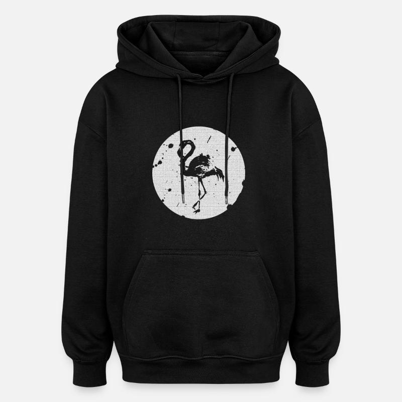 Flamant noir et blanc - Sweat à capuche oversize unisexe - noir