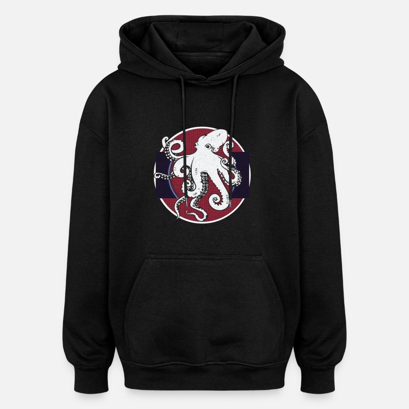 Friendly Octopus - Oversized Unisex Hoodie - black