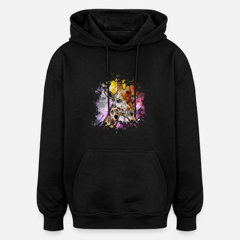 Girafe - Sweat à capuche oversize unisexe - noir