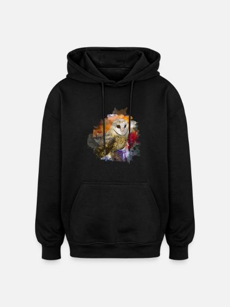 Eule - Oversized Unisex Hoodie - Schwarz
