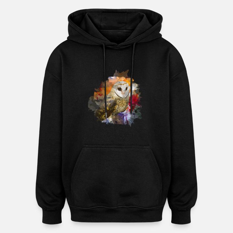 hibou - Sweat à capuche oversize unisexe - noir