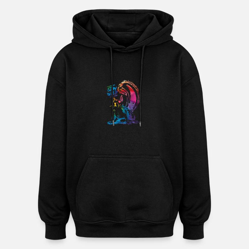 écureuil - Sweat à capuche oversize unisexe - noir