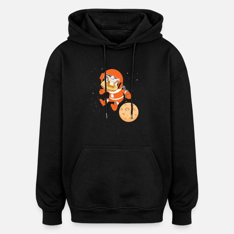 Astronaute de l'espace dinosaure - Sweat à capuche oversize unisexe - noir