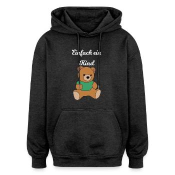 Ours en peluche - Sweat à capuche oversize unisexe - charbon - Devant - Noah (186cm)