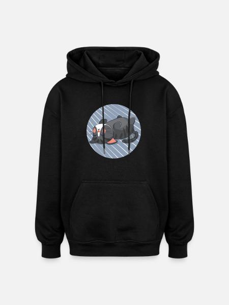 Sleeping cat - Oversized Unisex Hoodie - black