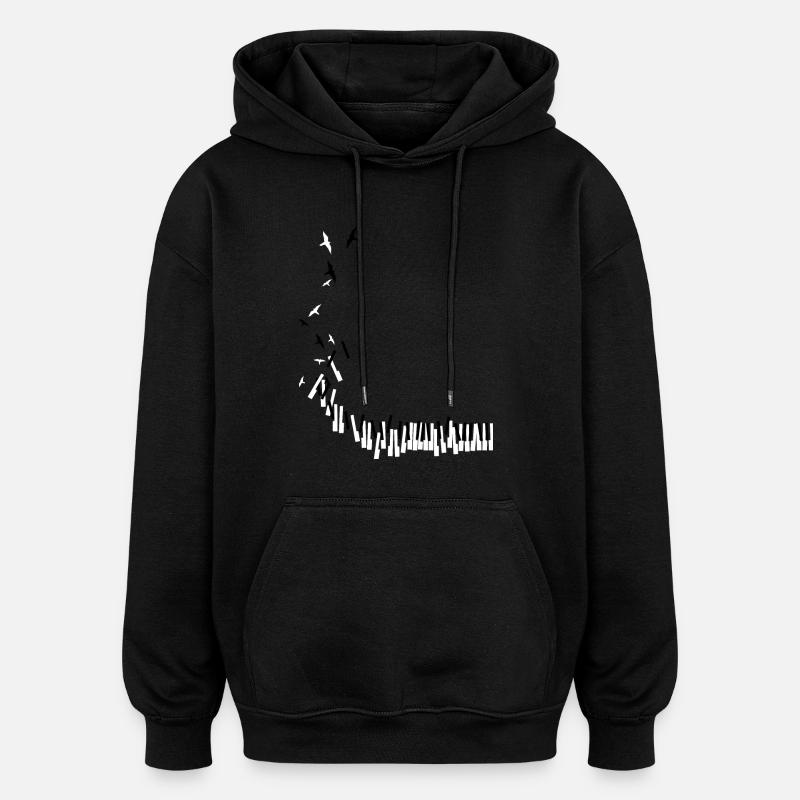Piano - Sweat à capuche oversize unisexe - noir