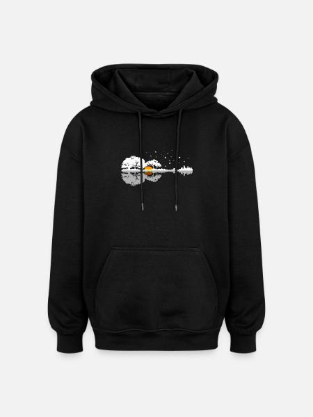guitare - Sweat à capuche oversize unisexe - noir
