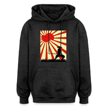 Mond Scheibe Samurai - Oversized Unisex Hoodie - Anthrazit - Vorne - Noah (186cm)