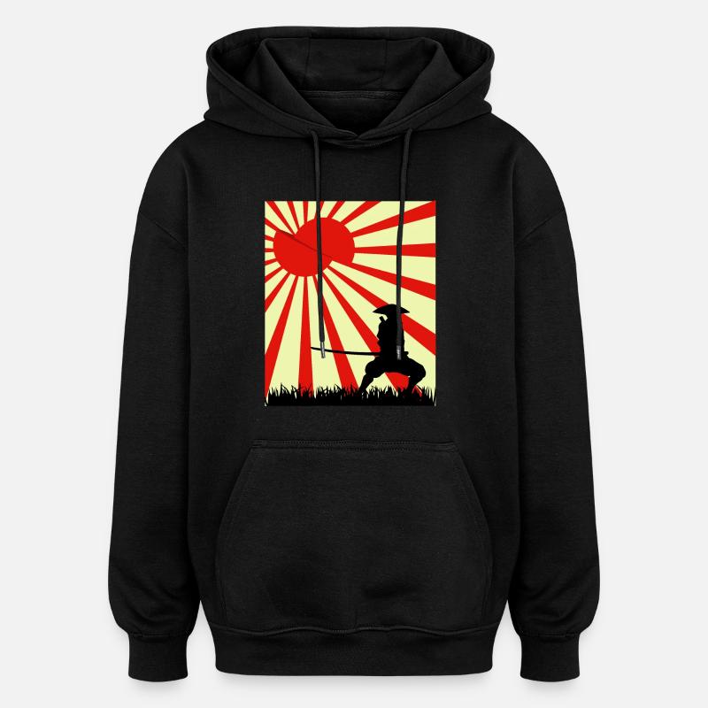 Moon Slice Samouraï - Sweat à capuche oversize unisexe - noir