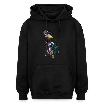 Weltraumastronaut - Oversized Unisex Hoodie - Schwarz - Vorne - Noah (186cm)