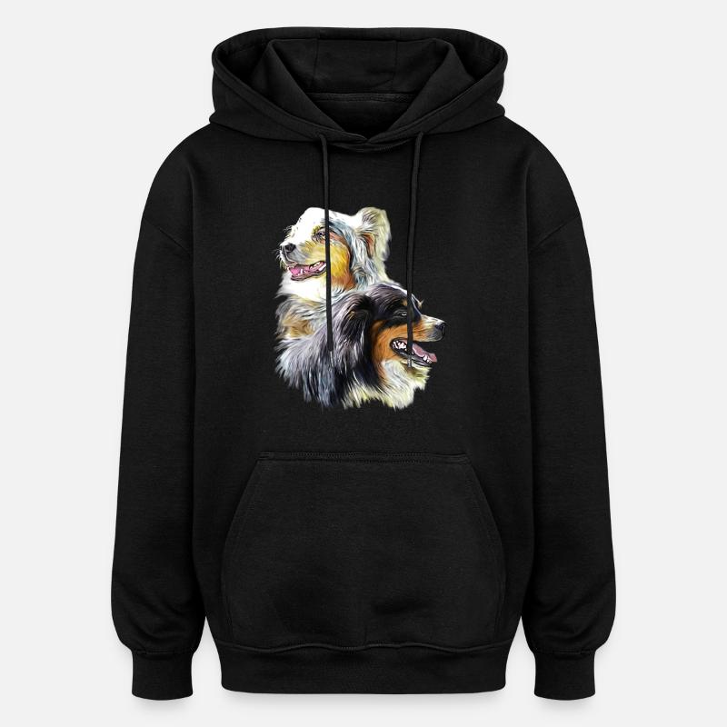 bergers australiens - Sweat à capuche oversize unisexe - noir