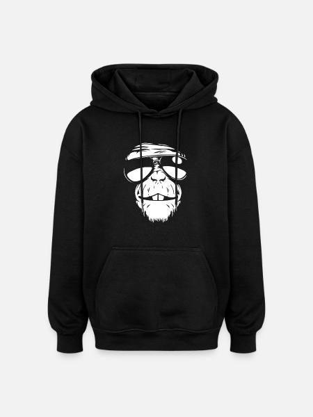 Monkey Sunglasses Summer Sun Cool - Oversized Unisex Hoodie - black