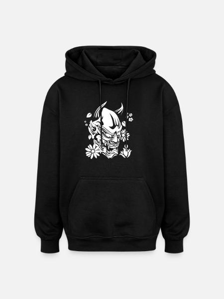 Devil with flowers knows - Oversized Unisex Hoodie - black