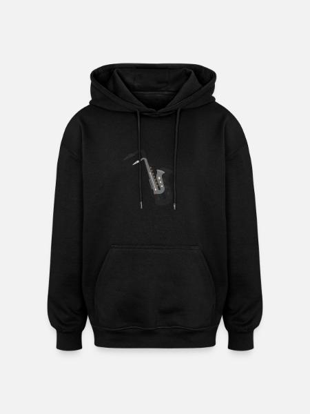 Saxophone Musical Instrument - Oversized Unisex Hoodie - black