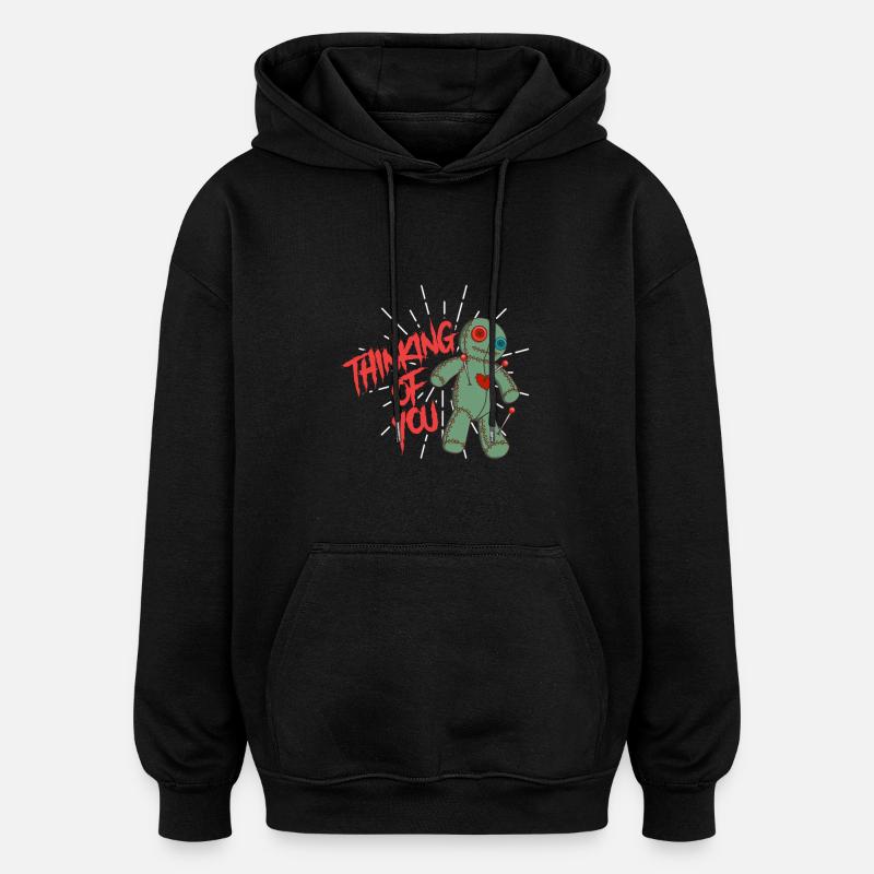 Halloween Vaudou - Penser à vous - Sweat à capuche oversize unisexe - noir