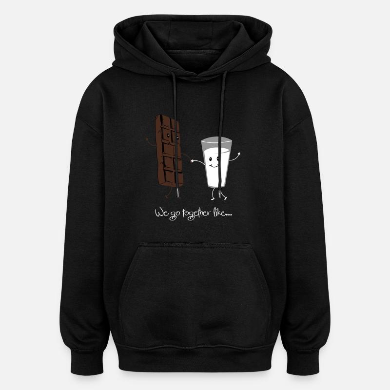 chocolat au lait - Sweat à capuche oversize unisexe - noir