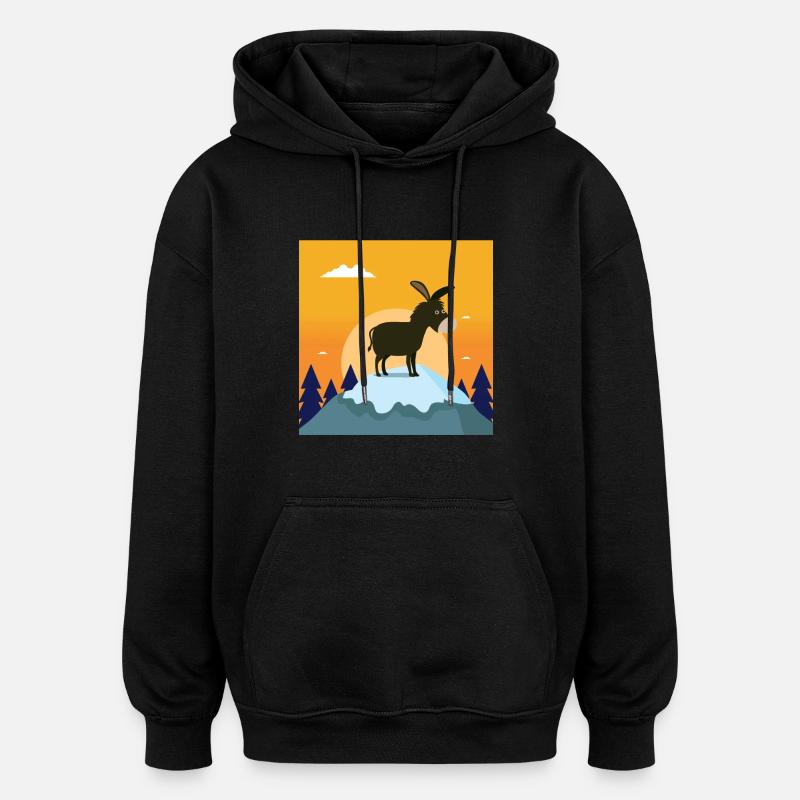 Ânes sur le dessus - Sweat à capuche oversize unisexe - noir