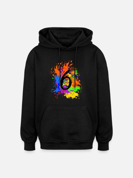 Splash 6 - Sweat à capuche oversize unisexe - noir