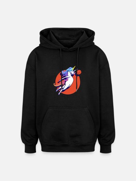 Unicorn basketball - Oversized Unisex Hoodie - black