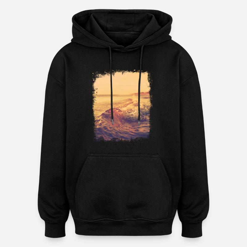 Flache Welle im Sonnenschein - Oversized Unisex Hoodie - Schwarz