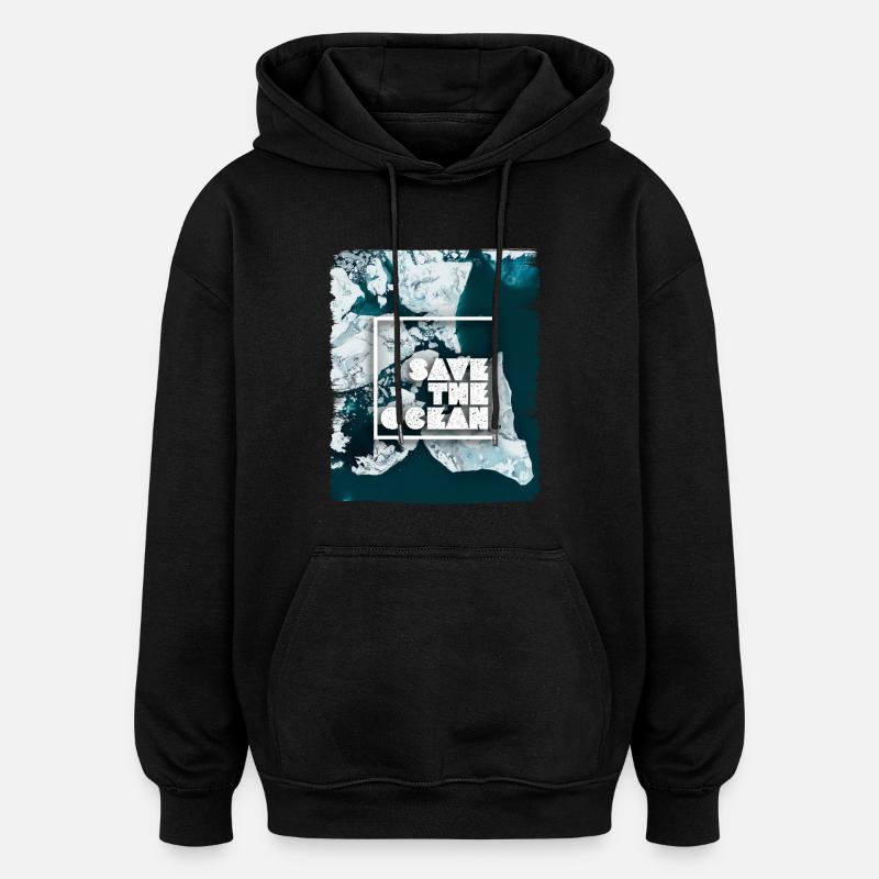 SAVE THE OCEAN - Sweat à capuche oversize unisexe - noir