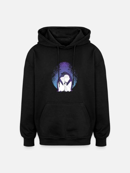 Penguin Family - Oversized Unisex Hoodie - black