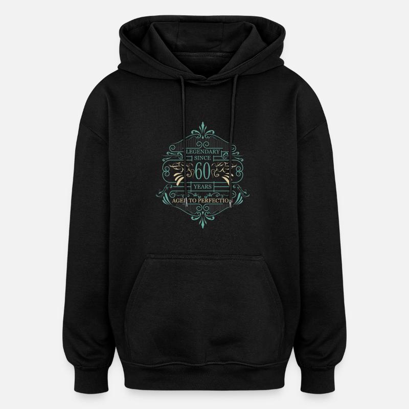 Idées cadeaux 60e anniversaire - Sweat à capuche oversize unisexe - noir