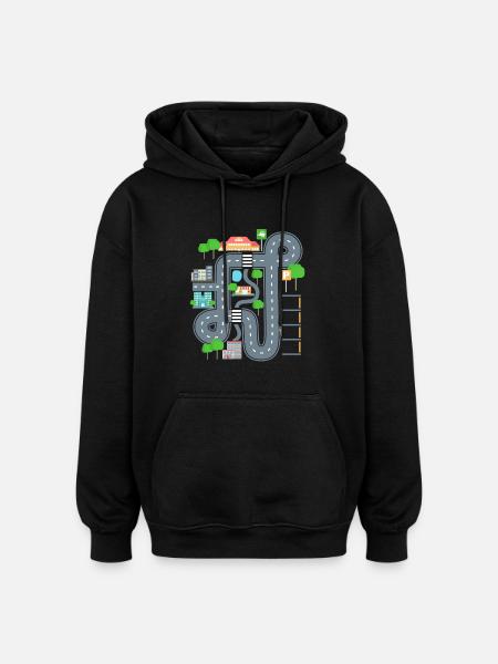 Car Play Mat Shirt for Dad - Oversized Unisex Hoodie - black