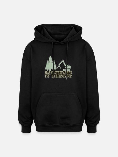 Harvester Rentner - Oversized Unisex Hoodie - Schwarz