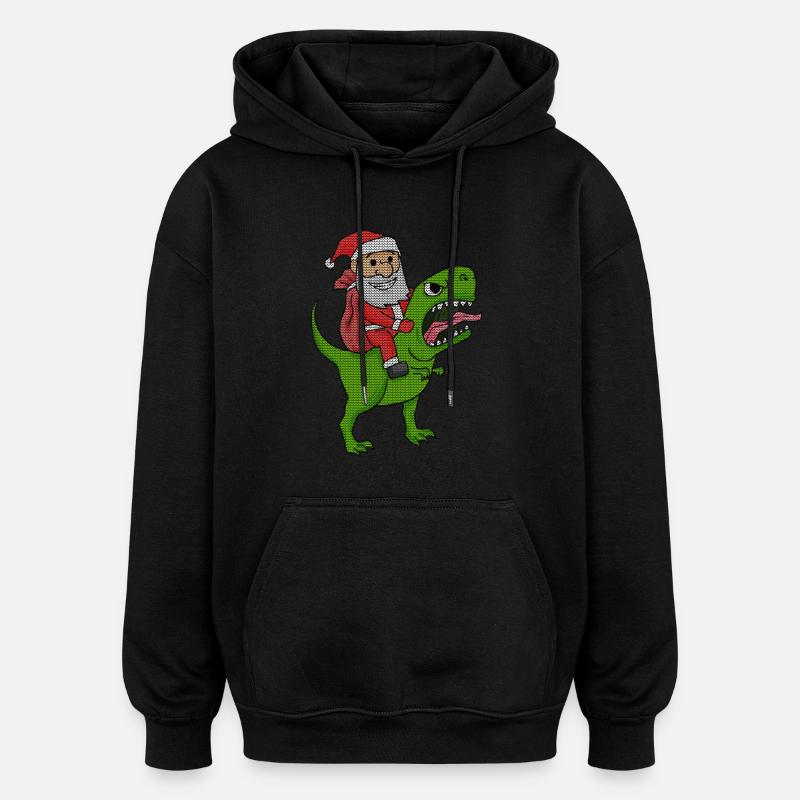 Christmas Dinosaur Ugly Christmas Effect - Oversized Unisex Hoodie - black