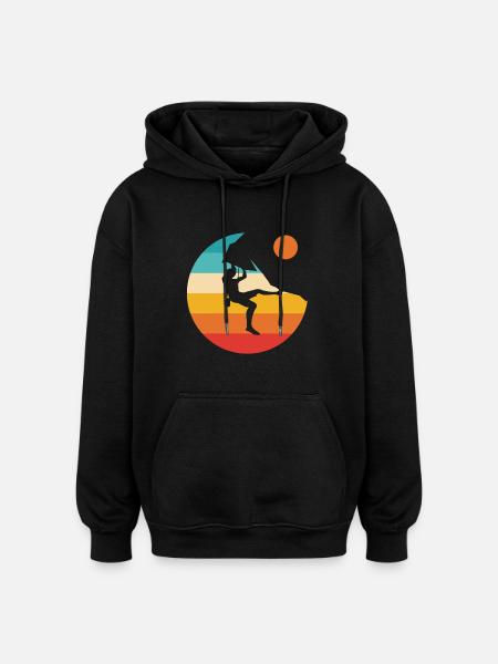 Climbing climbing climber mountain boulder - Oversized Unisex Hoodie - black