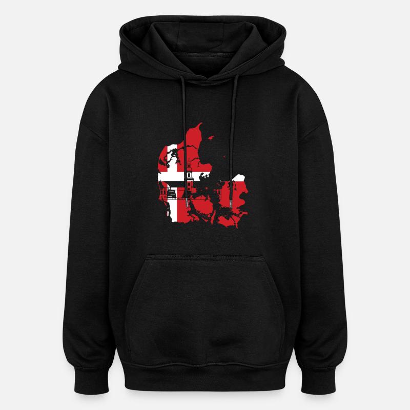 Drapeau du Danemark - Sweat à capuche oversize unisexe - noir