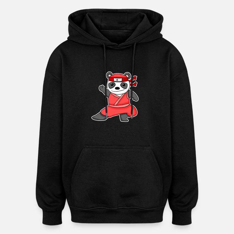 Ninja Panda - Oversized Unisex Hoodie - black