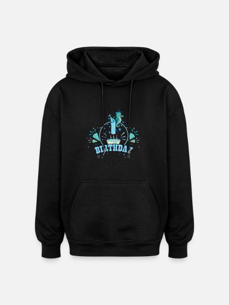 1 anniversaire d’hippocampe - Sweat à capuche oversize unisexe - noir