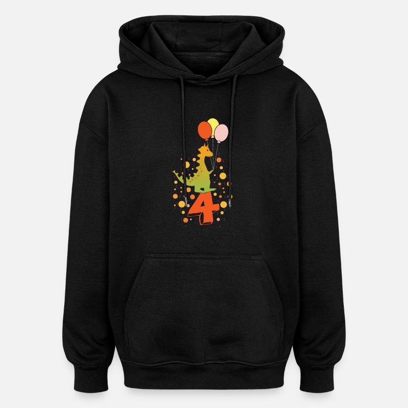 Dino 4 birthday - Oversized Unisex Hoodie - black