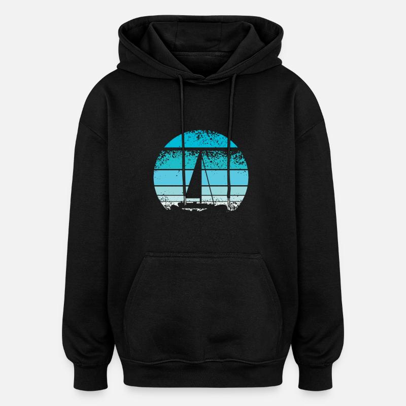 Retro sailing - Oversized Unisex Hoodie - black