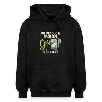 Gin Auf der Suche nach dem Gin des Lebens Gin - Oversized Unisex Hoodie - Schwarz - Vorne - Noah (186cm)