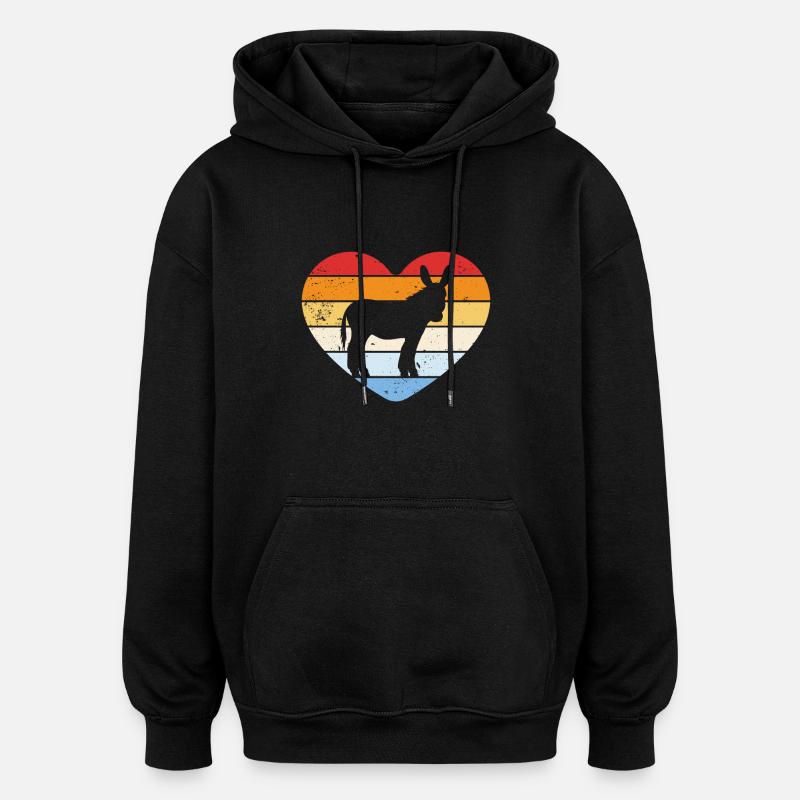 Cœur d’âne Rétro - Sweat à capuche oversize unisexe - noir