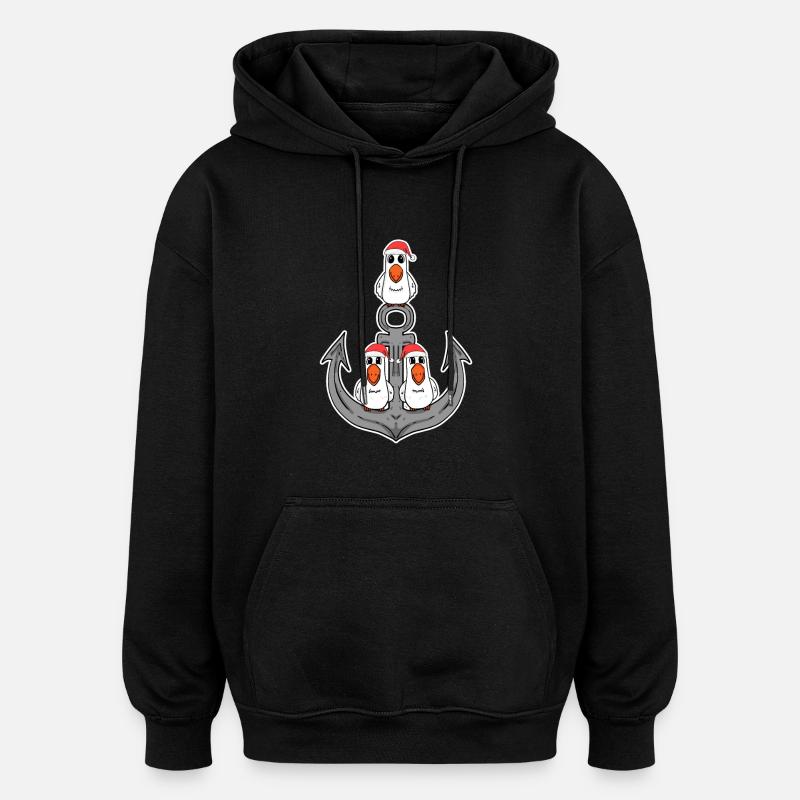 Ancre de mouette Noël - Sweat à capuche oversize unisexe - noir